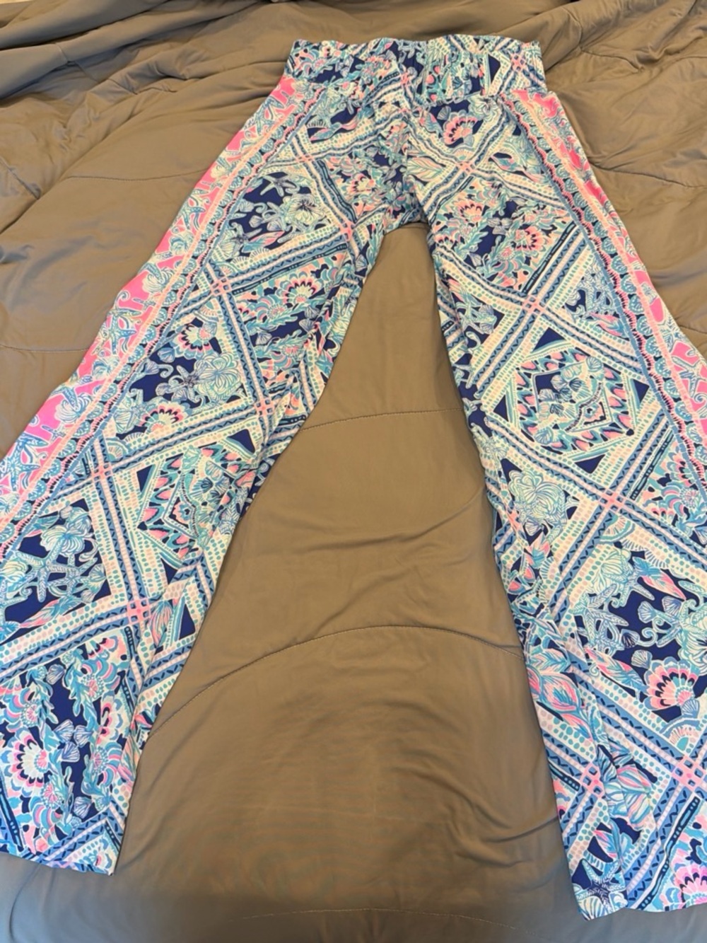 Lilly Pulitzer Navy, Pink & Aqua Wide Leg Pants